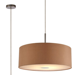 Baymont Polished Chrome E27 Single Pendant With 60cm x 22cm Dual Faux Silk Shade, Antique Gold/Ruby - thumbnail 1