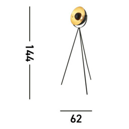 Blink 1 Light Floor Lamp Matt Black, Gold, E27 - thumbnail 5