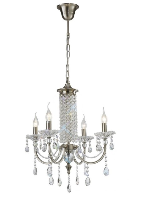 Leana Ceiling Pendant Chandelier 4 Light Satin Nickel, Crystal - image 1