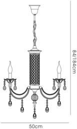 Leana Ceiling Pendant Chandelier 4 Light Satin Nickel, Crystal - thumbnail 3