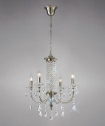 Leana Ceiling Pendant Chandelier 4 Light Satin Nickel, Crystal - thumbnail 2