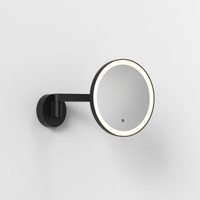 Nagoya Adjustable Round LED Bath Mirror Matt Black IP44 - image 1