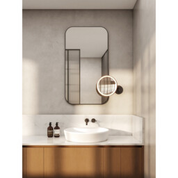 Nagoya Adjustable Round LED Bath Mirror Matt Black IP44 - thumbnail 5