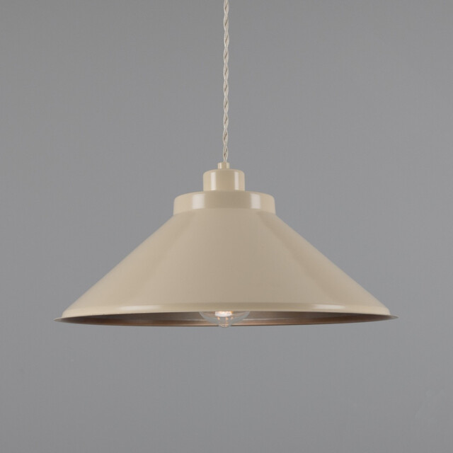 Rio Coloured Dome Pendant Light, Antique Brass, Vanilla Cream - image 1