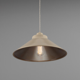 Rio Coloured Dome Pendant Light, Antique Brass, Vanilla Cream - thumbnail 2