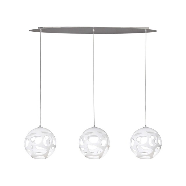 Organica Ceiling Pendant 3 Light E27 Line, Gloss White, Polished Chrome - image 1