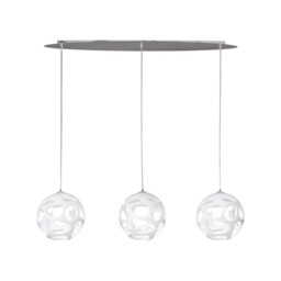 Organica Ceiling Pendant 3 Light E27 Line, Gloss White, Polished Chrome - thumbnail 1