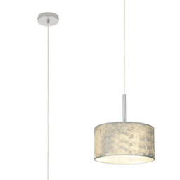Baymont Polished Chrome E27 Single Pendant With 30cm x 17cm Silver Leaf Shade - thumbnail 1