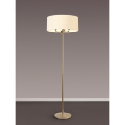 Banyan 3 Light Switched Floor Lamp With 50cm x 20cm Faux Silk Fabric Shade Champagne Gold/Ivory Pearl - thumbnail 2