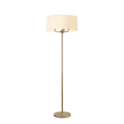 Banyan 3 Light Switched Floor Lamp With 50cm x 20cm Faux Silk Fabric Shade Champagne Gold/Ivory Pearl