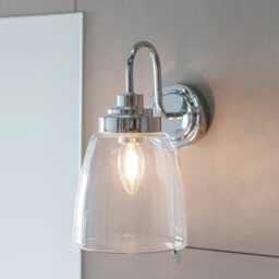 Ashbury LED 1 Light Bathroom Wall Glass, Chrome Plate IP44, LED E14 - thumbnail 3