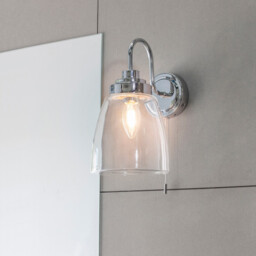 Ashbury LED 1 Light Bathroom Wall Glass, Chrome Plate IP44, LED E14 - thumbnail 2