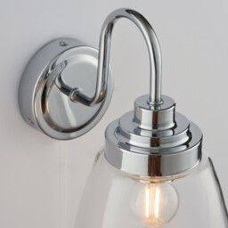 Ashbury LED 1 Light Bathroom Wall Glass, Chrome Plate IP44, LED E14 - thumbnail 5