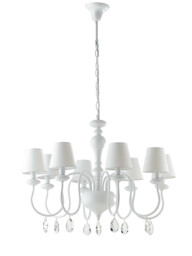ARTHUR 8 Light Chandeliers with Shades White, Fabric Lampshade 88x60cm - thumbnail 1