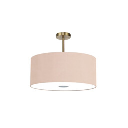 Baymont Antique Brass 5 Light E27 Semi Flush Fixture With 60cm x 22cm Dual Faux Silk Shade, Antique Gold/Ruby - thumbnail 5