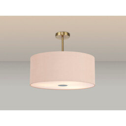 Baymont Antique Brass 5 Light E27 Semi Flush Fixture With 60cm x 22cm Dual Faux Silk Shade, Antique Gold/Ruby - thumbnail 2