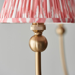 Santiago Brushed Aged Brass Plate Pendant Light with Coral Pink Fabric Ikat Shade 16cm 5x B22 - thumbnail 5