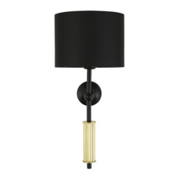 Gorey Wall Light, Polished Brass, Matt Black - thumbnail 2
