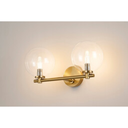 Tivoli Short Arm Wall Light, 2 Light G9, IP44, Brass Gold/Clear Smooth Round Glass - thumbnail 3