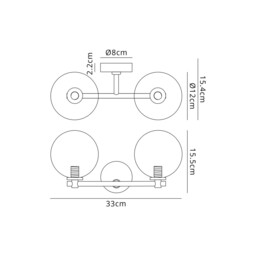 Tivoli Short Arm Wall Light, 2 Light G9, IP44, Brass Gold/Clear Smooth Round Glass - thumbnail 2