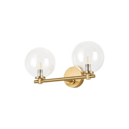 Tivoli Short Arm Wall Light, 2 Light G9, IP44, Brass Gold/Clear Smooth Round Glass - thumbnail 5