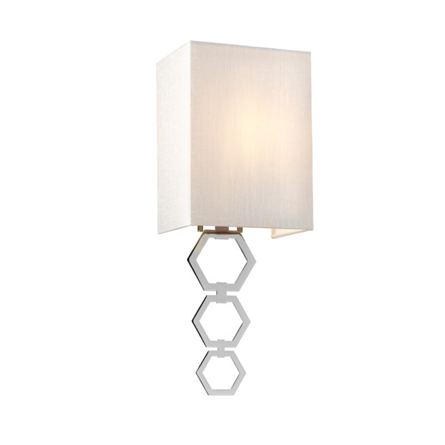 Ria Small 1 Light Wall Light, Polished Chrome, Ivory Faux Silk Shade - image 1