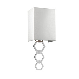 Ria Small 1 Light Wall Light, Polished Chrome, Ivory Faux Silk Shade - thumbnail 2
