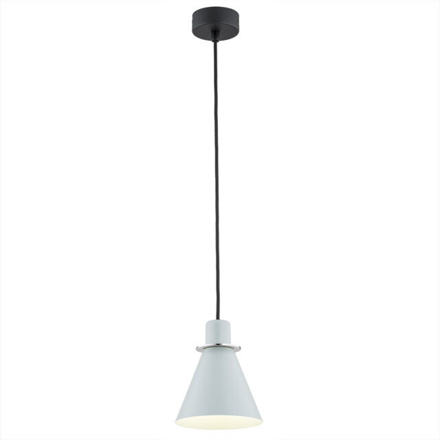 Beverly Dome Pendant Ceiling Light Blue Matt, Chrome Elements - image 1