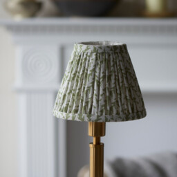 Upton Rechargeable Brushed Aged Brass Plate Table Lamp with Herb Garden Green Fabric Leaf Shade 16cm Integrated LED - thumbnail 5