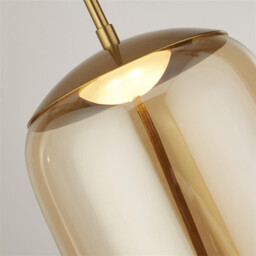 Lisbon 1 Light LED Pendant, Satin Brass And Amber Glass 2700K - thumbnail 3