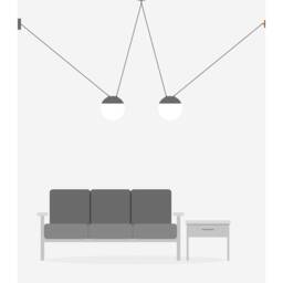 Mine 2 Light Ceiling Pendant Wood, Dark Grey, E27 - thumbnail 2