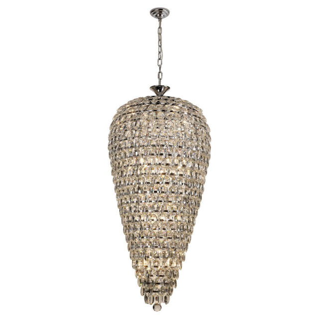 Coniston Tall Acorn Pendant, 20 Light E14, Polished Chrome/Crystal, Item Weight: 48.30kg - image 1