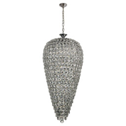 Coniston Tall Acorn Pendant, 20 Light E14, Polished Chrome/Crystal, Item Weight: 48.30kg - thumbnail 3
