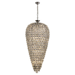 Coniston Tall Acorn Pendant, 20 Light E14, Polished Chrome/Crystal, Item Weight: 48.30kg - thumbnail 1