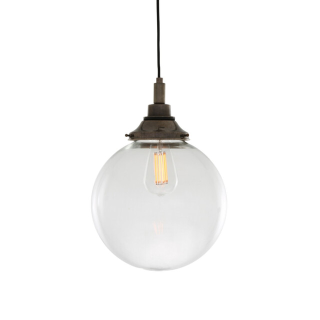 Laguna Bathroom 25cm Globe Pendant Light, Antique Silver, IP44 - image 1