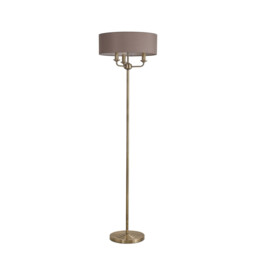Banyan 3 Light Switched Floor Lamp With 45cm x 15cm Faux Silk Shade, Antique Brass/Grey - thumbnail 5