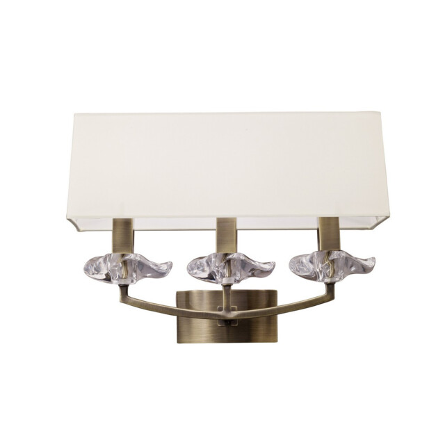 Akira Wall Lamp Switched 3 Light E14, Antique Brass With Cream Shade - image 1