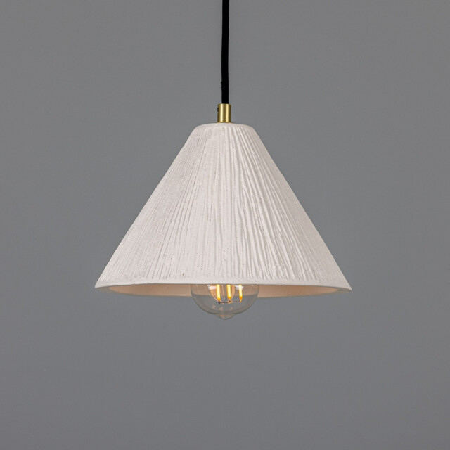 Tilia Ceramic Dome Pendant, Matte White, Satin Brass - image 1