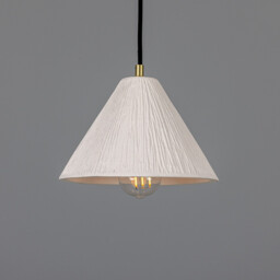Tilia Ceramic Dome Pendant, Matte White, Satin Brass - thumbnail 1