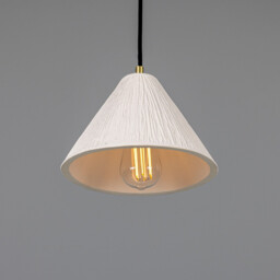 Tilia Ceramic Dome Pendant, Matte White, Satin Brass - thumbnail 2
