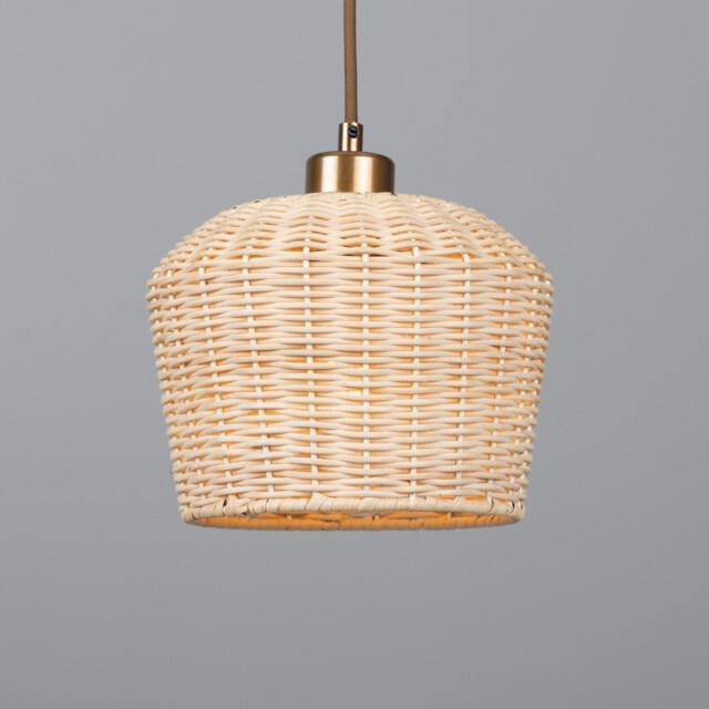 Manila Rattan Small Dome Pendant, Antique Brass - image 1