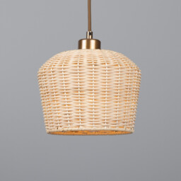 Manila Rattan Small Dome Pendant, Antique Brass - thumbnail 1