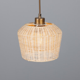 Manila Rattan Small Dome Pendant, Antique Brass - thumbnail 2