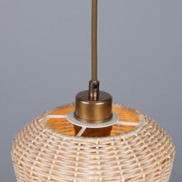 Manila Rattan Small Dome Pendant, Antique Brass - thumbnail 5