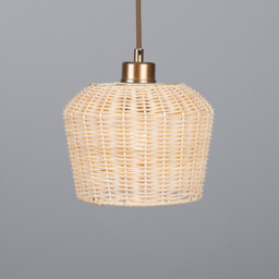 Manila Rattan Small Dome Pendant, Antique Brass - thumbnail 3
