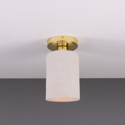 Senna Ceiling Light, Matte White Striped, Polished Brass - thumbnail 1