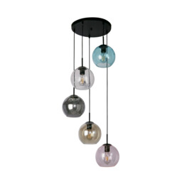 Mardi Gras II 5 Light Pendant Black, Coloured Glass - thumbnail 2