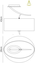 Eve Semi Flush Ceiling 2 Light E27, Polished Chrome with White Oval Shade - thumbnail 2