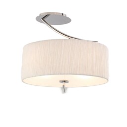 Eve Semi Flush Ceiling 2 Light E27, Polished Chrome with White Oval Shade - thumbnail 1