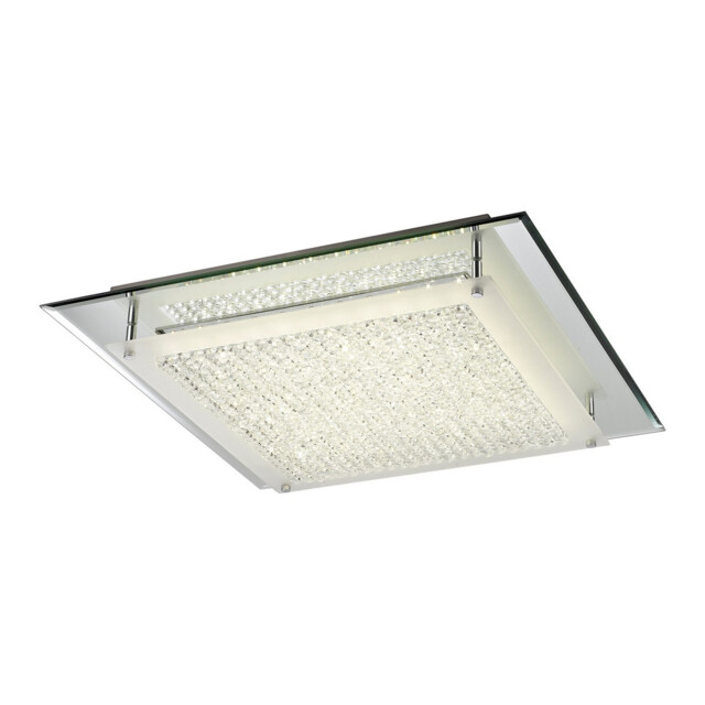 Gina Flush Ceiling, 500mm Square, 24W 1900lm LED 4000K Polished Chrome/Crystal - image 1